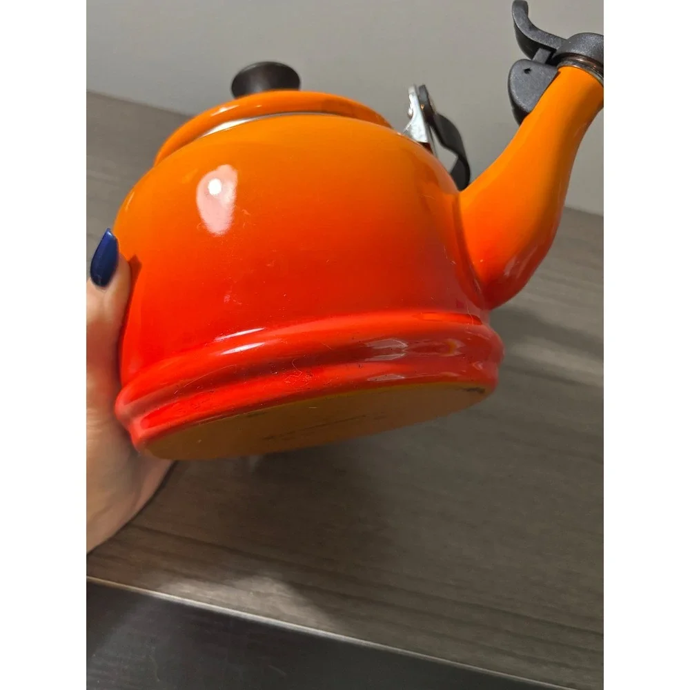 Le Creuset Enamel on Steel Whistling Tea Kettle 1.25 Quarts In Color Flame